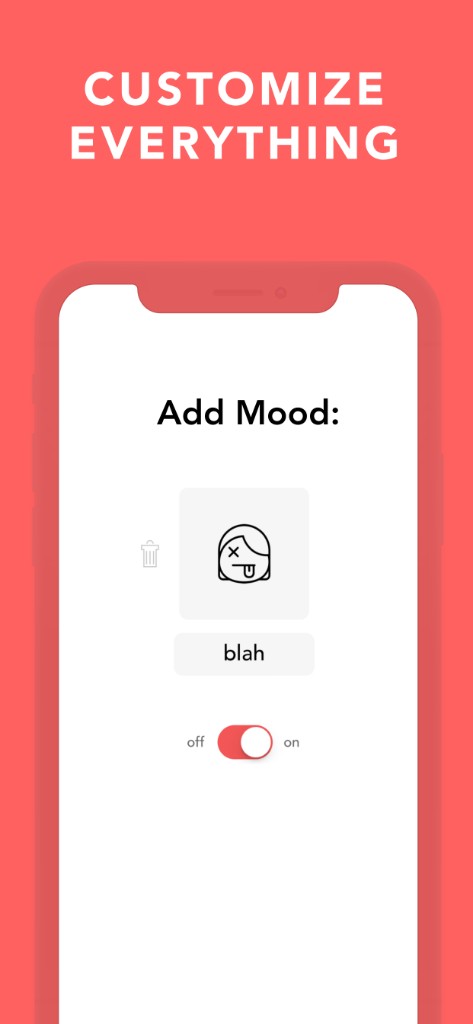 Moody screenshot: customizing a mood
