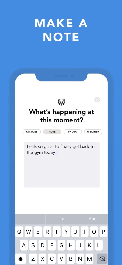 Moody screenshot: note entry