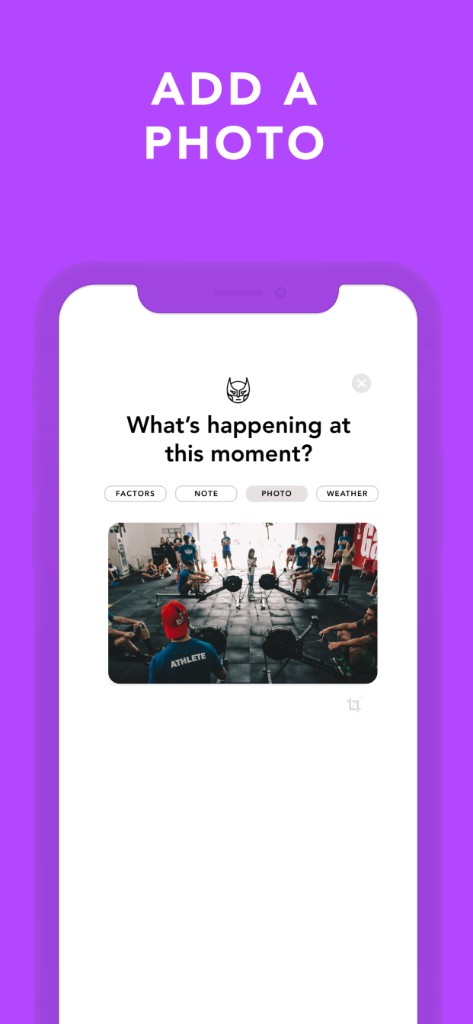 Moody screenshot: photo attachment