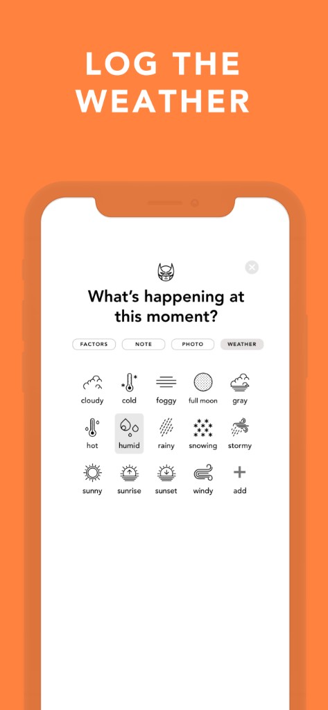 Moody screenshot: weather icons